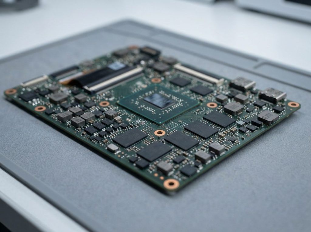 Laptop logic board with flash memory chips soldered on, why a Mac that won't turn on needs its original board